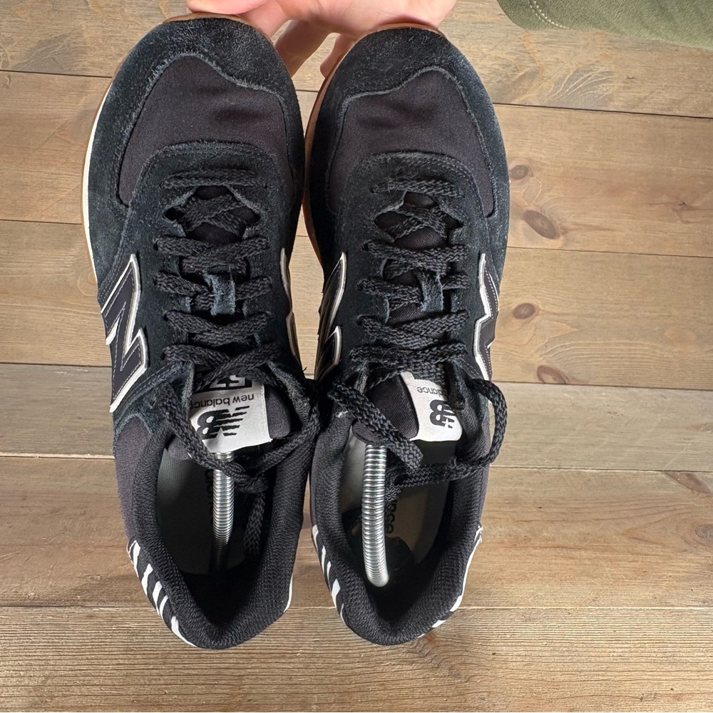 new balance 574 womens size 11 shoes black athletic running sneakers - Picture 6 of 9